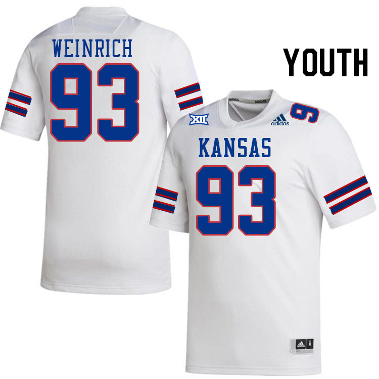 Youth #93 Charlie Weinrich Kansas Jayhawks College Football Jerseys Stitched Sale-White
